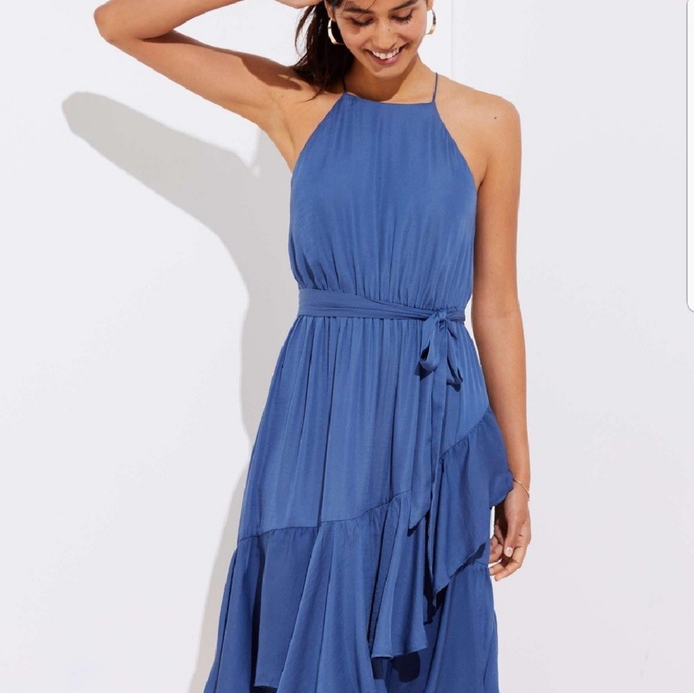 NWT Loft Ruffle Tie Waist Dress